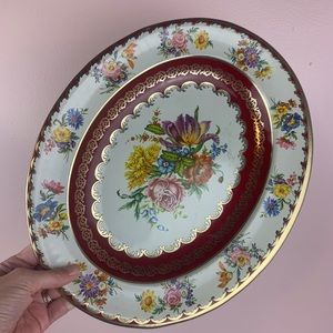 Vintage Daher Floral Tin Oval Plate